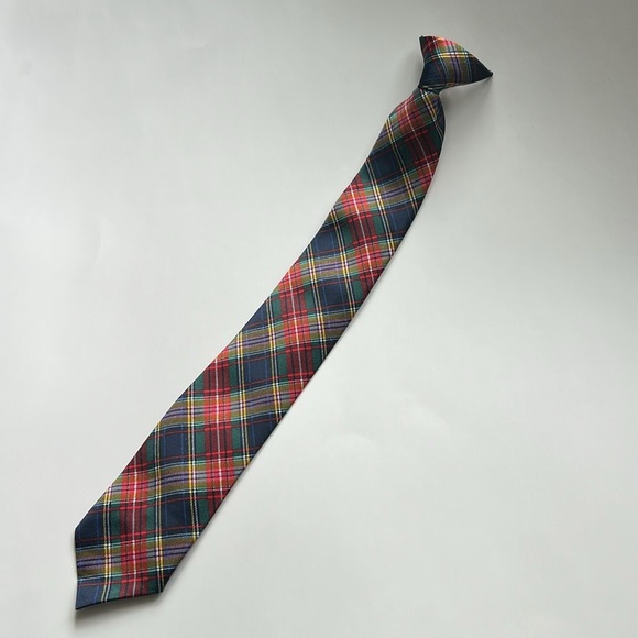 2/$25 Boy’s Youth Tween Plaid Clip-On Neck Tie Like New Red, Blue, Green, Yellow - Picture 1 of 9